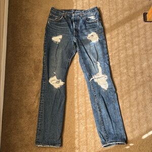 Levi's Distressed Straight Leg Blue Jeans